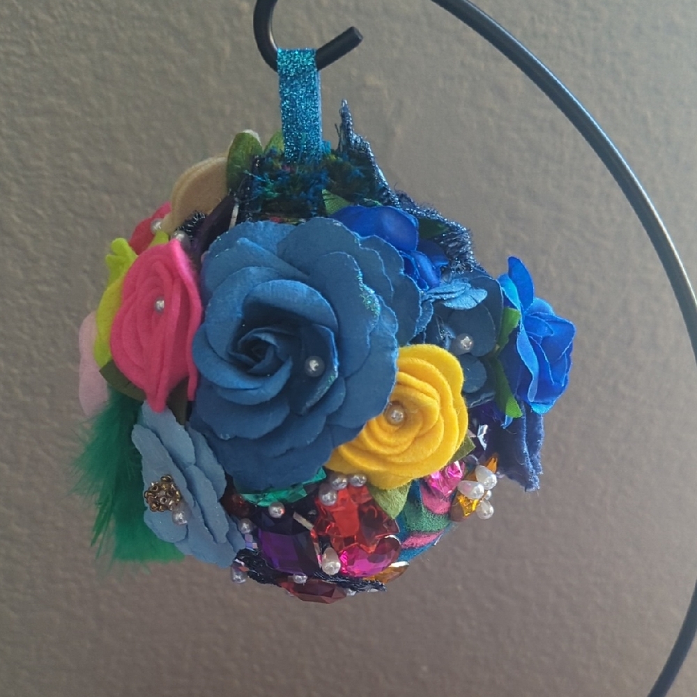 Floral Ornament with Blue and Yellow Accents